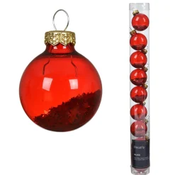 Decoris Kerstballen>Kerstbal glas 3 cm 9st. rood