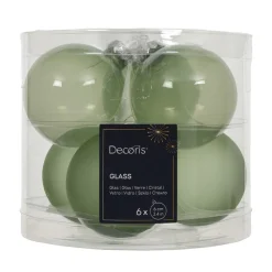 Decoris Kerstballen>Kerstbal glas glans mat matcha 6 cm 6st.