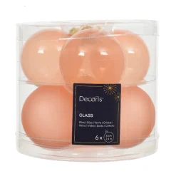 Decoris Kerstballen>Kerstbal glas glans mat peach 6 cm 6st.