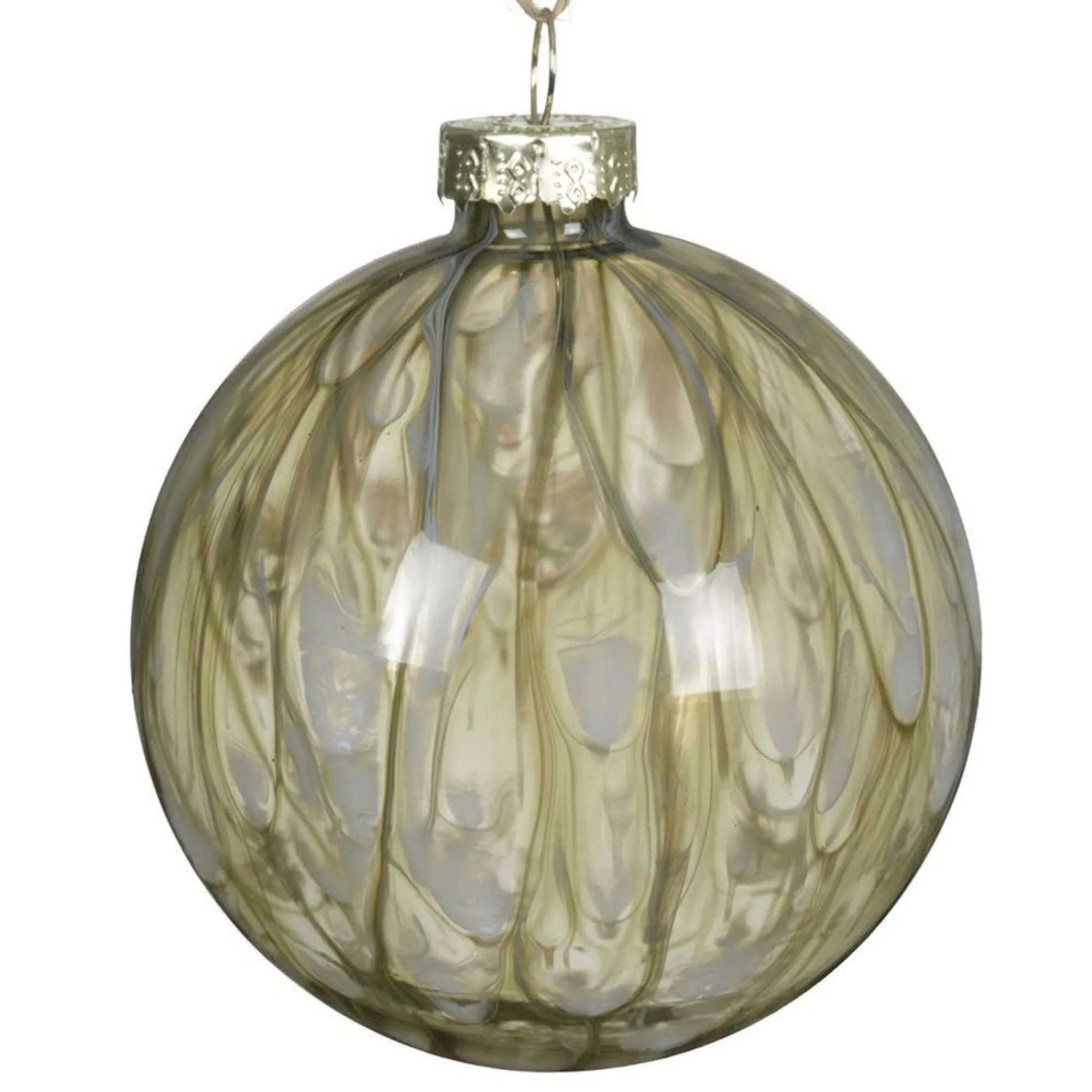 Decoris Kerstballen>Kerstbal glas rosemarijn 8 cm
