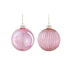 Mica Decorations Kerstballen>Kerstbal glas roze 8cm