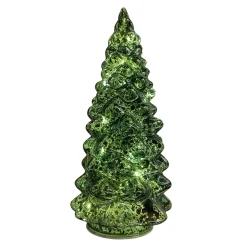 O'malley Kerstdecoratie>Kerstboom groen glas 23 cm met LED-lampjes