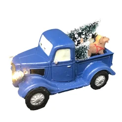 Kerstdorp>Kerstdorp auto blauwe 10x6cm