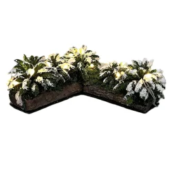 Kerstdorp>Kerstdorp bak met plant hoek 12x12x5cm