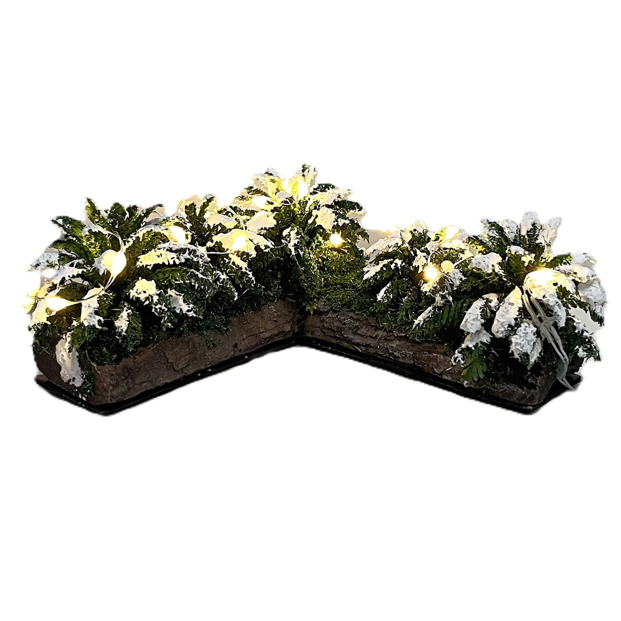 Kerstdorp>Kerstdorp bak met plant hoek 12x12x5cm