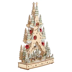 O'malley Kerstdorp|Kerstdecoratie>Kerstdorp boom met kerstbal 20 x 33 cm