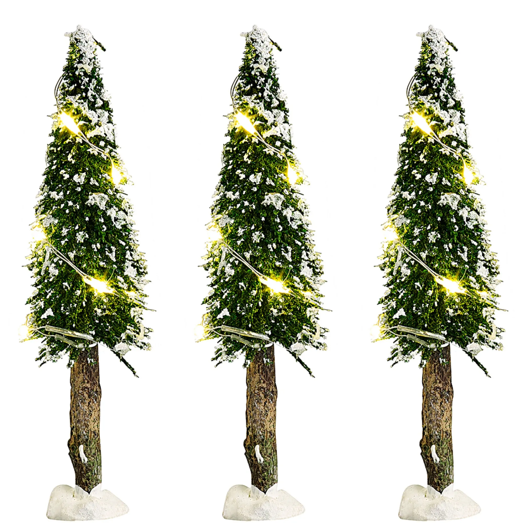 Kerstdorp>Kerstdorp boom met LED warm wit 14cm