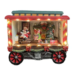 Kerstdorp>Kerstdorp pakjeswagon 16x8x13cm