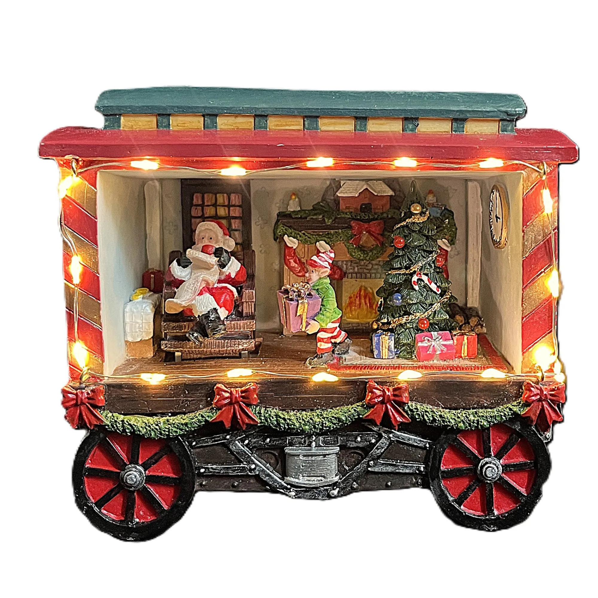 Kerstdorp>Kerstdorp pakjeswagon 16x8x13cm