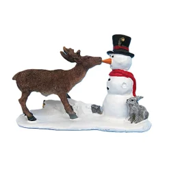 Kerstdorp>Kerstdorp rendier sneeuwpop