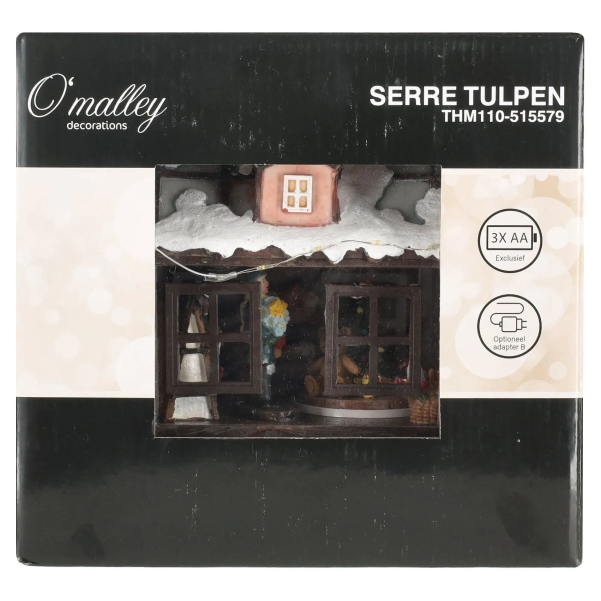 O'malley Kerstdorp>Kerstdorp serre tulpen 19x15x18cm