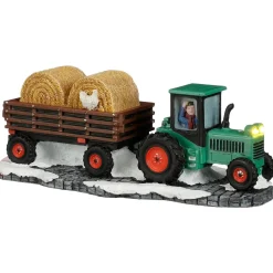 Luville Kerstdorp>Kerstdorp Tractor met strokar 20x8x6cm
