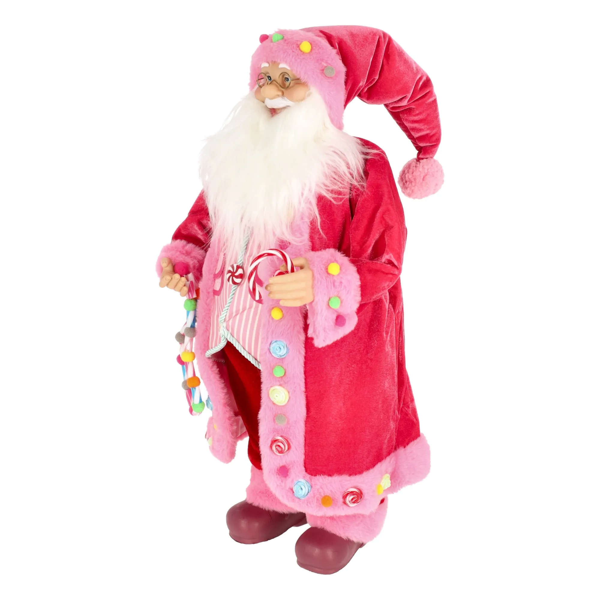 O'malley Kerstdecoratie>Kerstman 60 cm candy pink