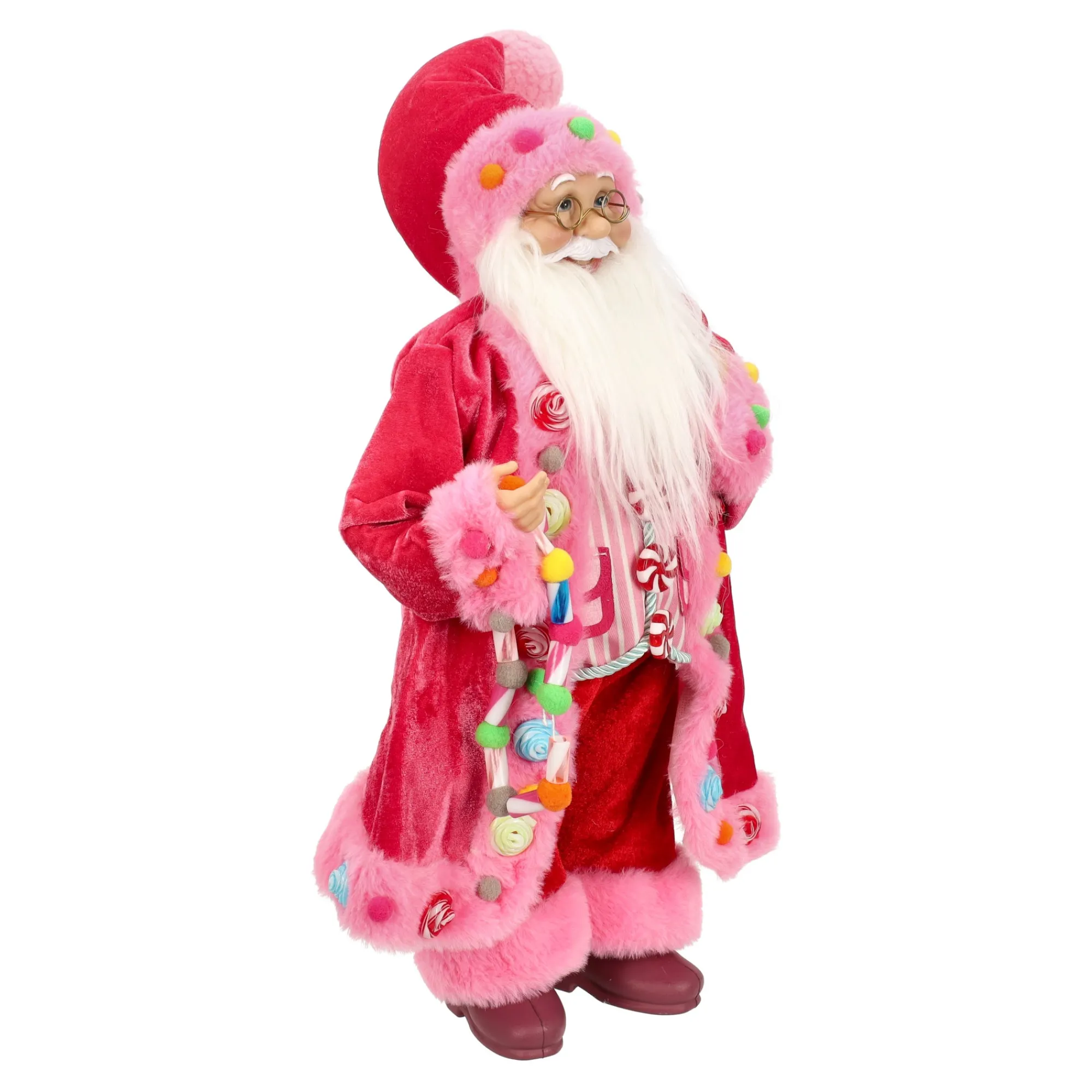 O'malley Kerstdecoratie>Kerstman 45 cm candy pink