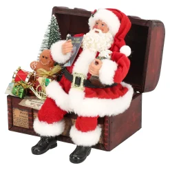 Kerstdecoratie>Kerstman 28 cm op kist