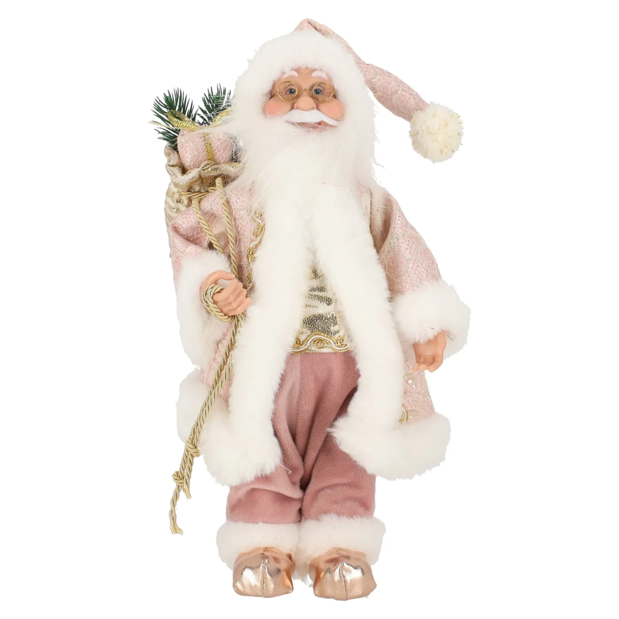 O'malley Kerstdecoratie>Kerstman 30cm luxe roze