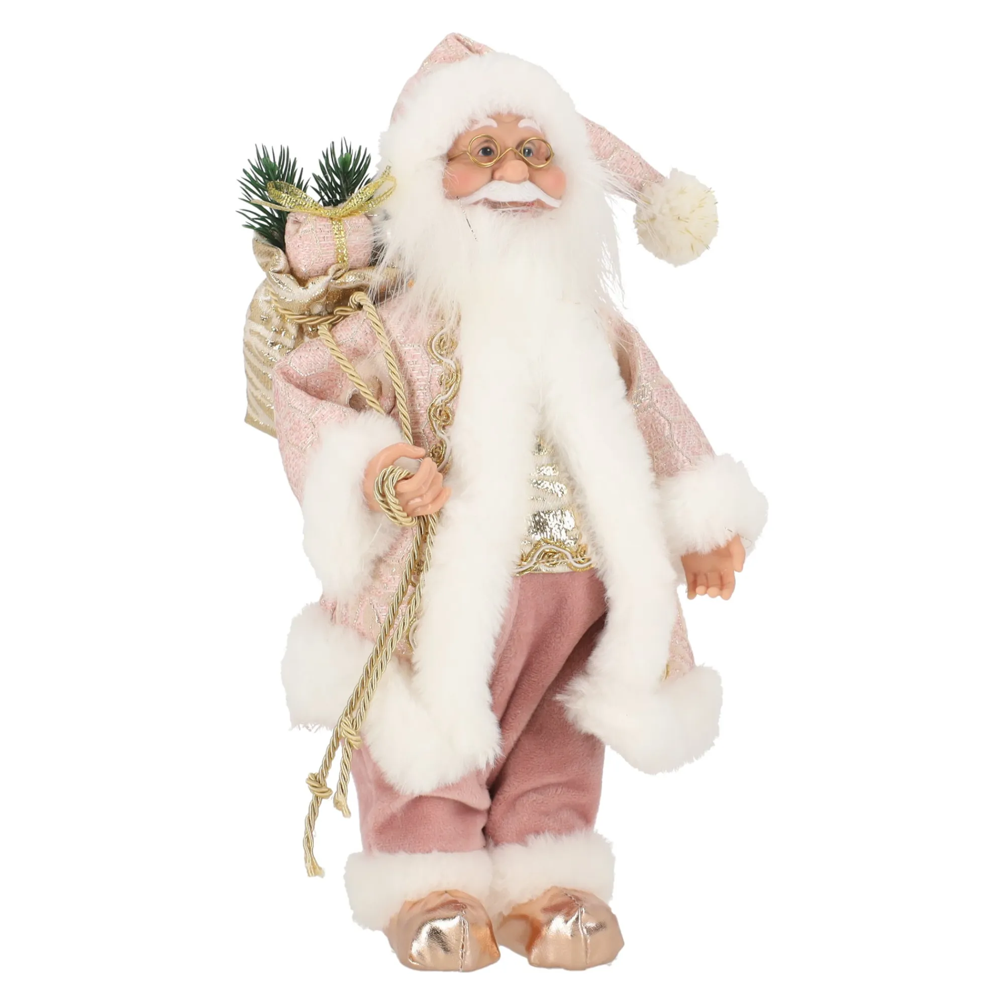 O'malley Kerstdecoratie>Kerstman 30cm luxe roze