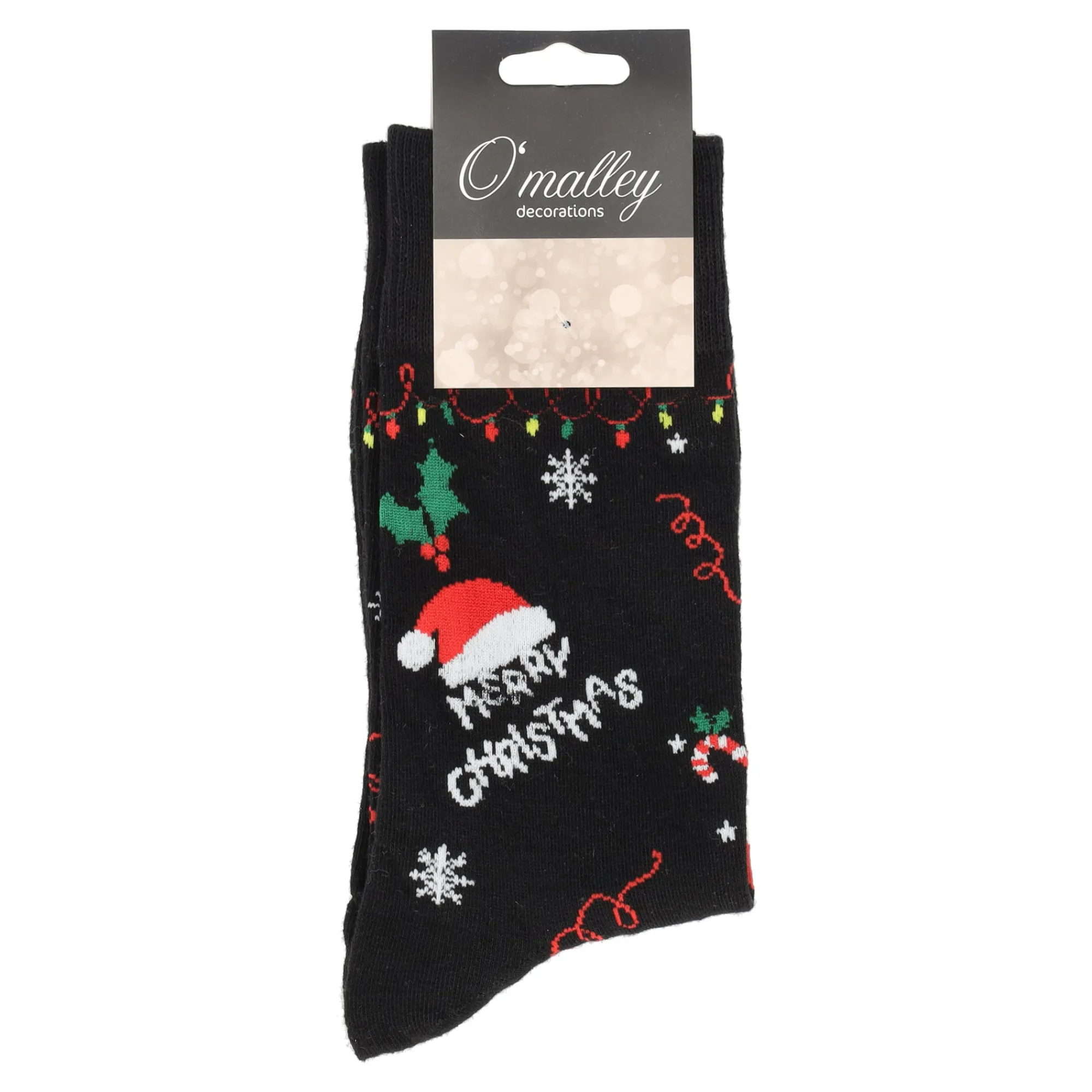 O'malley Kerstkleding>Kerstsok Merry zwart 39-43