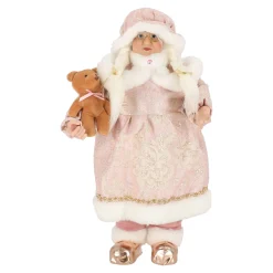 O'malley Kerstdecoratie>Kerstvrouw 65cm luxe roze