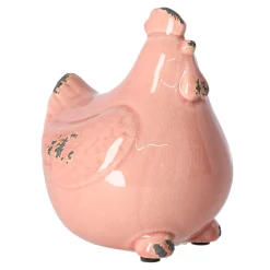 Pasen|Woondecoratie>Kip keramiek 15 cm antiek roze