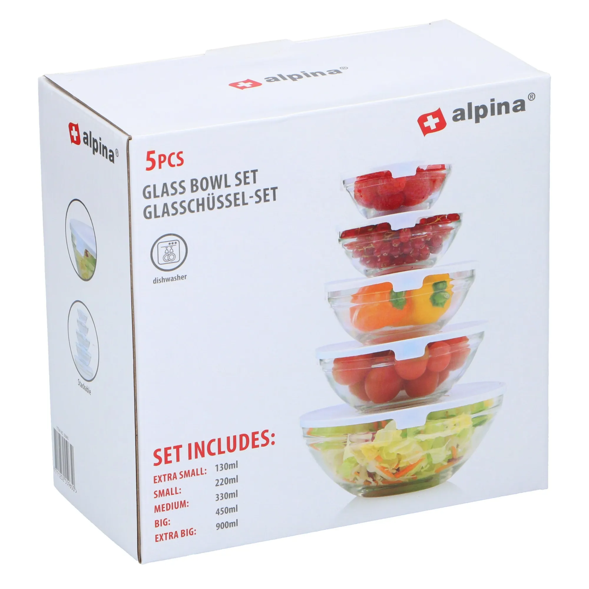 Alpina Opbergen>Kommenset glas 10st. met deksel