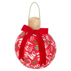 Kerstdecoratie>Kussen kerstbal 25 cm rood hoho