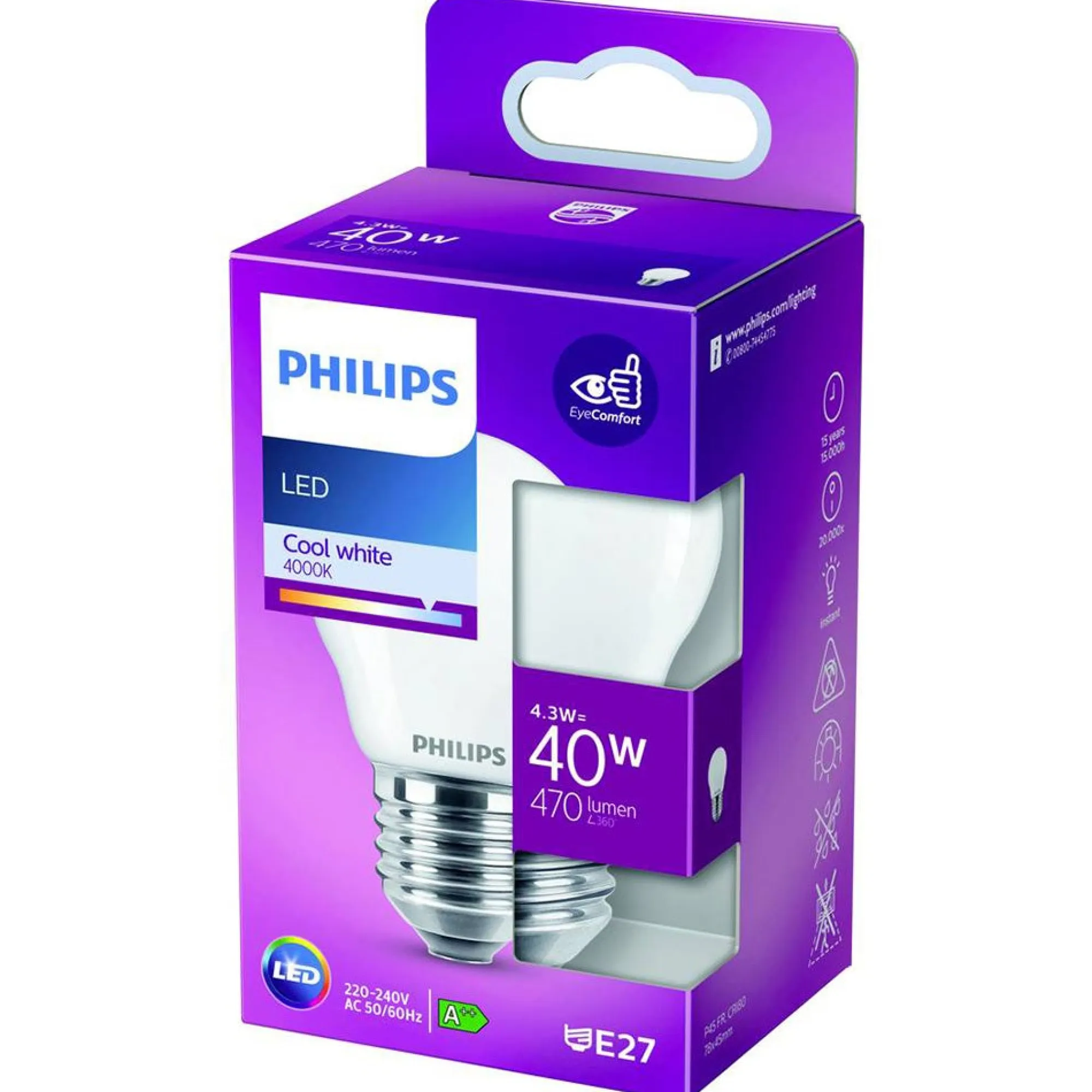 Philips Binnenverlichting>Lamp LED bol mat 40W E27