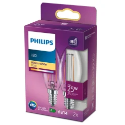 Philips Binnenverlichting>Lamp LED kaars deco 25W E14 2st.