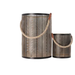 O'malley Woondecoratie>Lantaarn Garlan zwart goud 25 x 35 cm