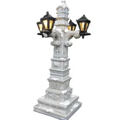 Kerstdorp>Lantaarn grijs 16cm LED