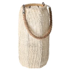 Natural Collections Woondecoratie>Lantaarn katoen met glas wit 14 x 28 cm