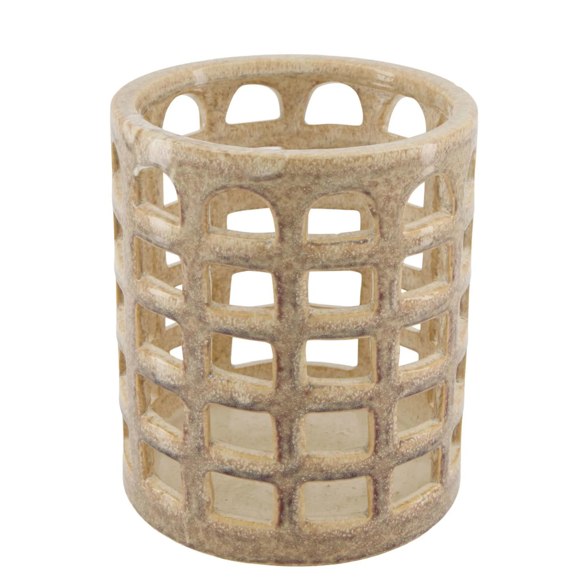 Natural Collections Woondecoratie>Lantaarn keram bruin 17 x 20 cm