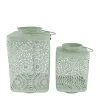 Natural Collections Woondecoratie>Lantaarn metaal groen 19x19x33