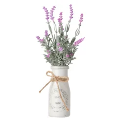 Everlands Kunstplanten En Kunstbloemen>Lavendel in pot 32 cm - 2 assorti