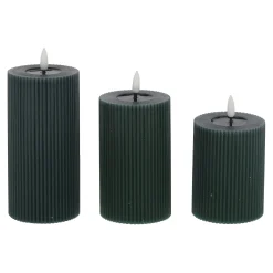 O'malley Kaarsen>LED Kaars rib melt 3st donkergroen