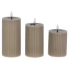 O'malley Kaarsen>LED Kaars rib melt 3st taupe