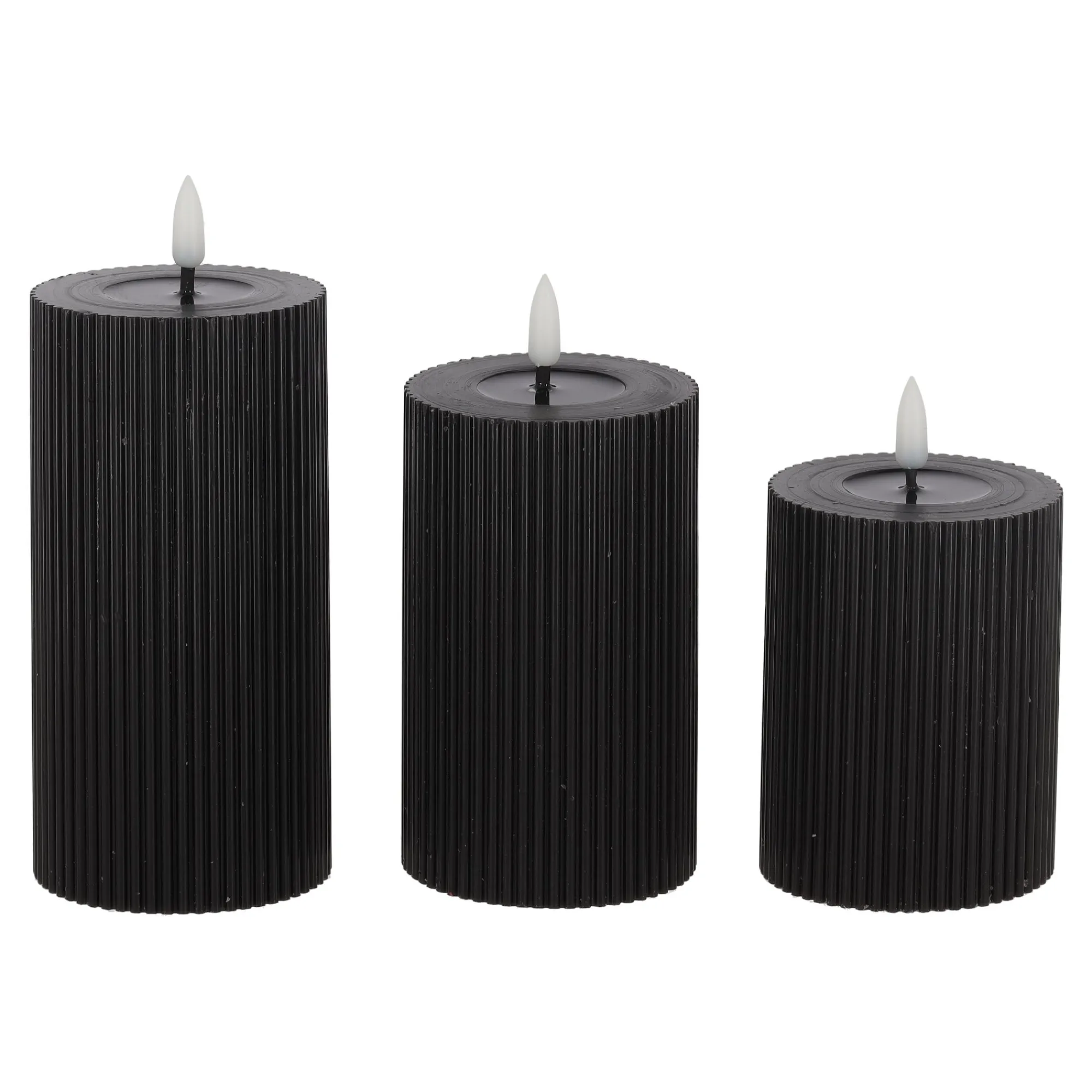 O'malley Kaarsen>LED Kaars rib melt 3st zwart