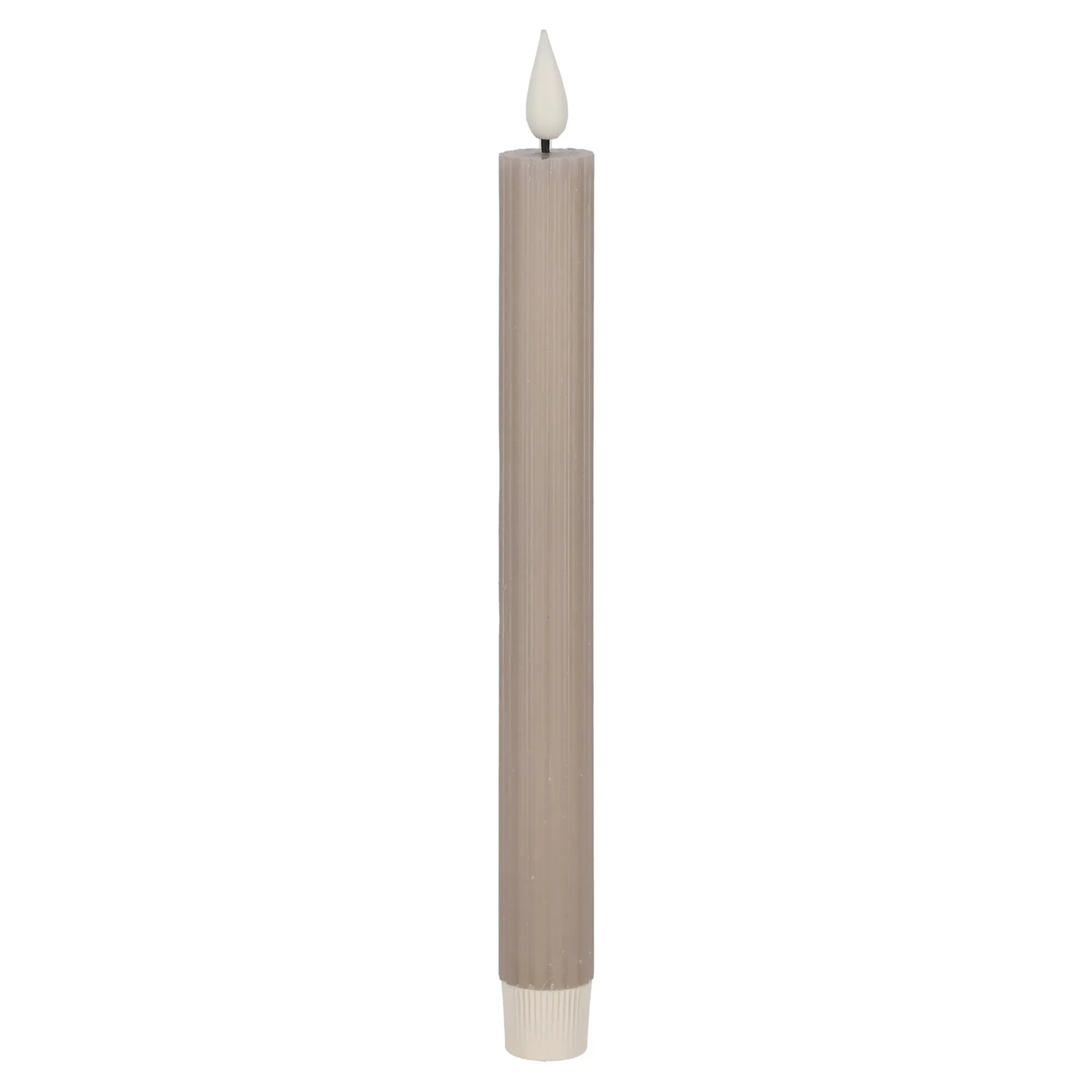 O'malley Kaarsen>LED-kaars diner rib 25 cm taupe