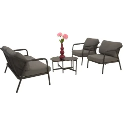 Bois le Duc Loungesets>Loungeset Calanca antraciet met kussens