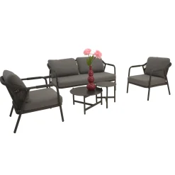 Bois le Duc Loungesets>Loungeset Calanca antraciet met kussens