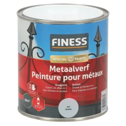 Finess Lakken>Metaalverf hoogglans wit 9010 750ml