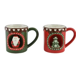 Kaemingk Kerstdecoratie>Mok 3D rood groen 14 cm