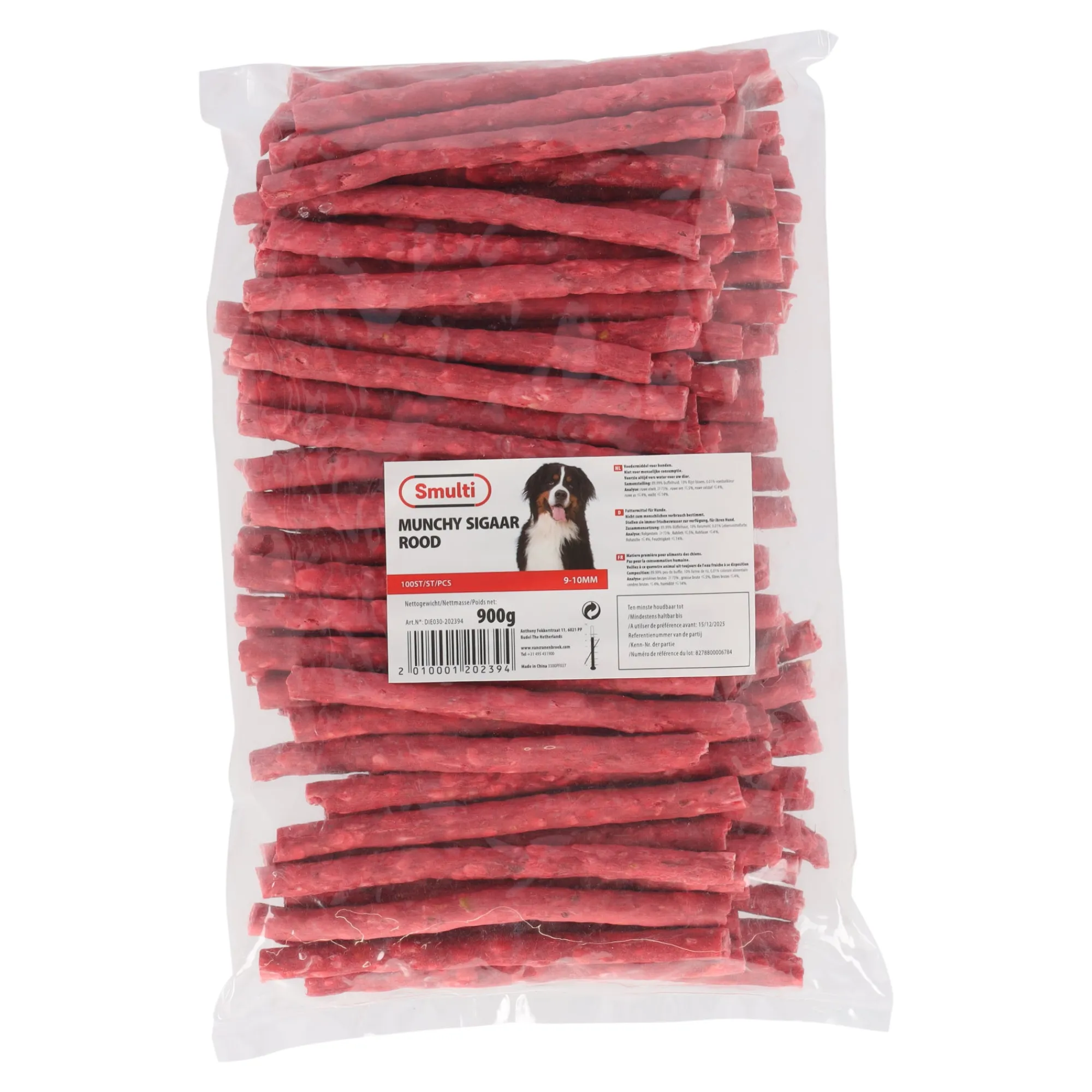 Smulti Hondensnacks>Munchy sigaar 9-10mm rood 100st