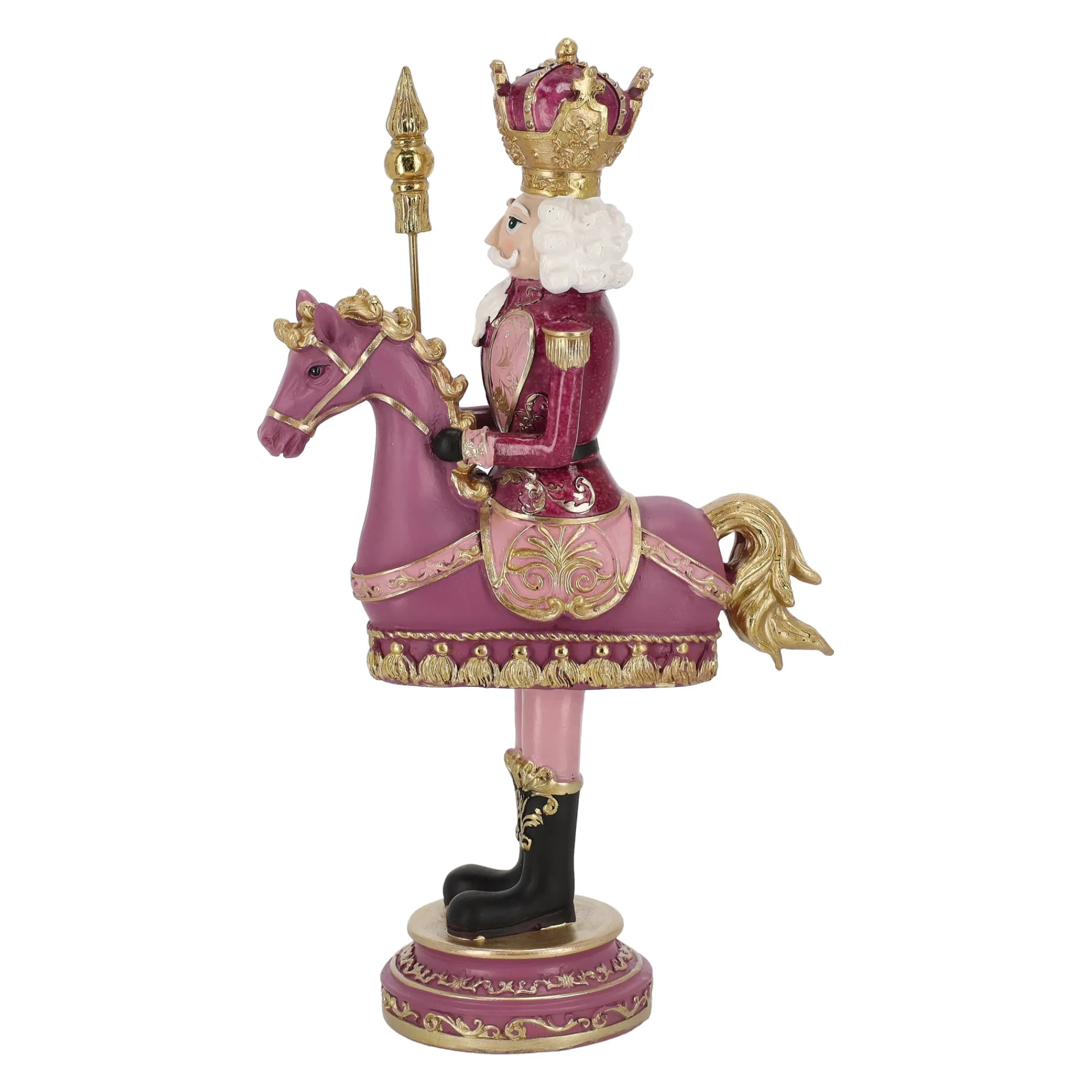 O'malley Kerstdecoratie>Notenkraker te paard 32 cm roze