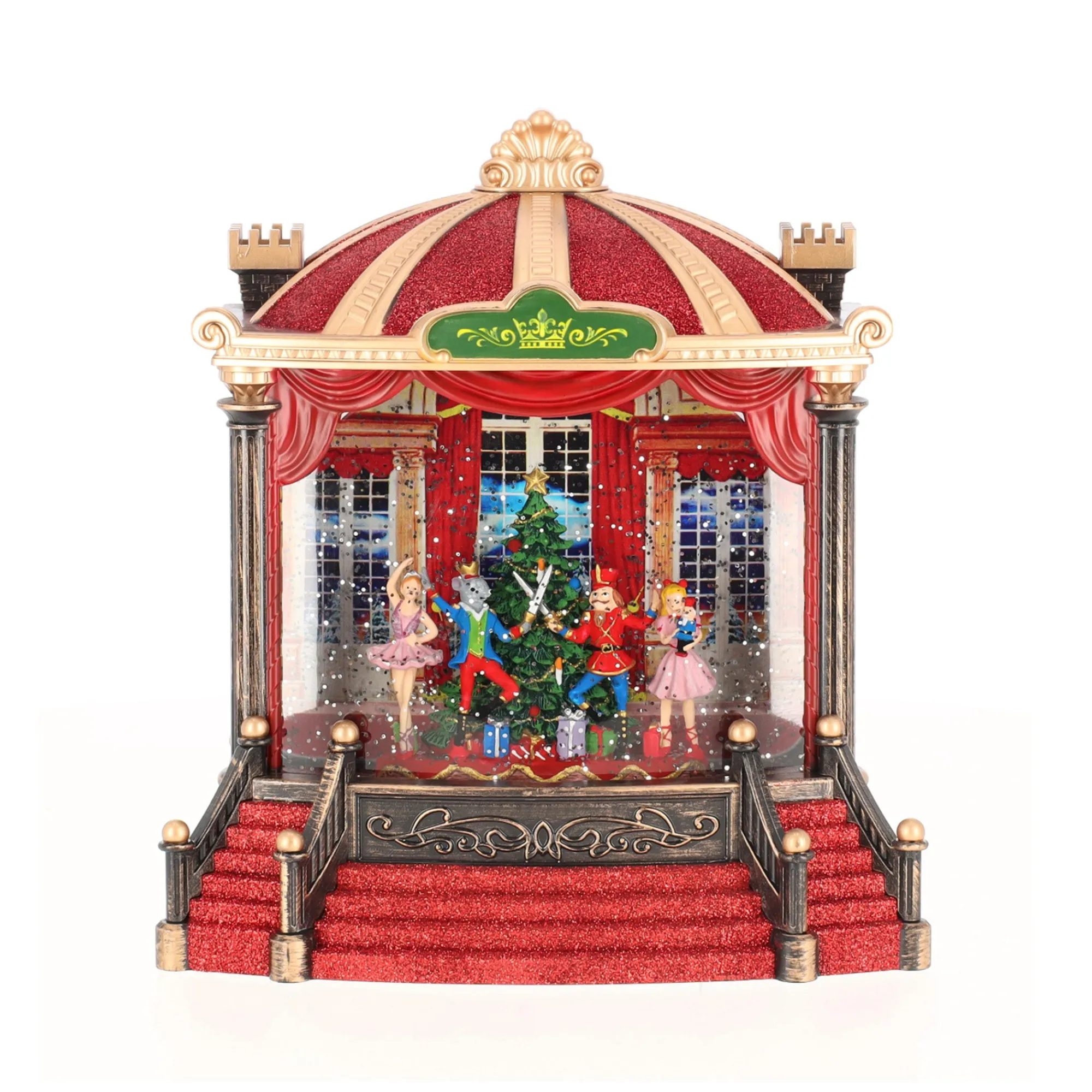 O'malley Kerstdorp|Kerstdecoratie>Operahuis glitter 24 cm rood
