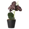Kunstplanten En Kunstbloemen>Orchidee in pot zwart perzik rood - assorti