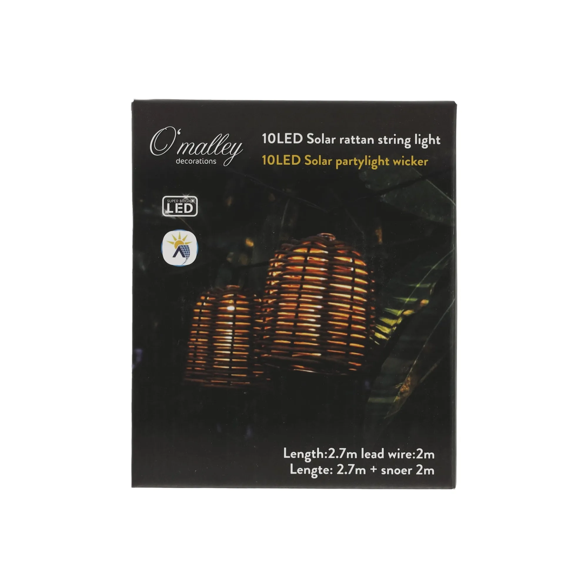 O'malley Buitenverlichting|Buitenverlichting>Partylight solar 10LED Warm Wit