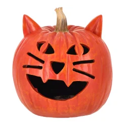 Van Cranenbroek Woondecoratie>Pompoen Halloween kat LED 25 cm