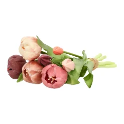 Kunstplanten En Kunstbloemen>Pompoentulp real touch 7st 30 cm donker roze mix