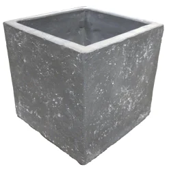 Mega Collections Tuindecoratie>Pot Clayfibre Cubi auth. grey 23 cm